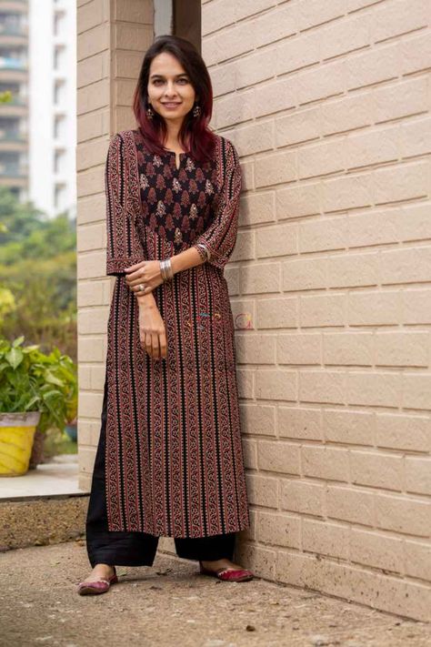 Stylish Frocks, Block Print Kurta, Indian Dress Up, Chiffon Frocks, Simple Kurta Designs, Frock Fashion, Designer Kurti Patterns, Simple Kurti Designs, Tunic Designs