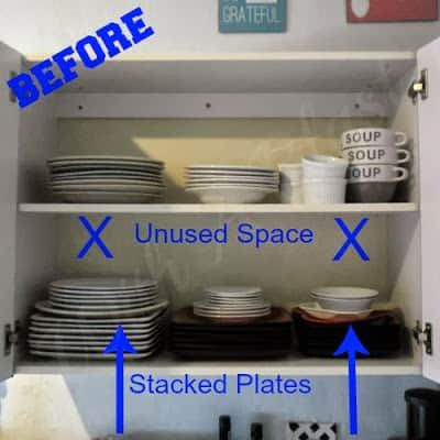 Kitchen Cabinets Organized ! Organisation, Kitchen Cabinet Organization Layout, Plate Organizer, Kitchen Cupboard Organization, Kitchen Cabinet Organization Ideas, Small Kitchen Cabinets, Kitchen Storage Hacks, Plate Storage, Pantry Shelving