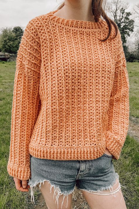 Crochet Juniper Sweater - Crochet with Carrie Womens Sweater Crochet Pattern Free, Crochet Light Sweater Pattern Free, Oversized Crochet Sweater Pattern Free, Crochet Jerseys For Women, Crochet Pullover Pattern Free, Knitting Free Patterns, Pullover Sweaters Pattern, Crochet Pullover Pattern, Needle Knitting