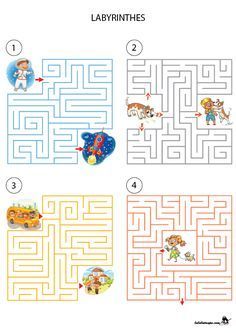 Visual Perception Activities, Maze Worksheet, Kids Worksheets Preschool, Mazes For Kids, Paper Games, Preschool Learning Activities, Math For Kids, Fun Activities For Kids, Preschool Worksheets