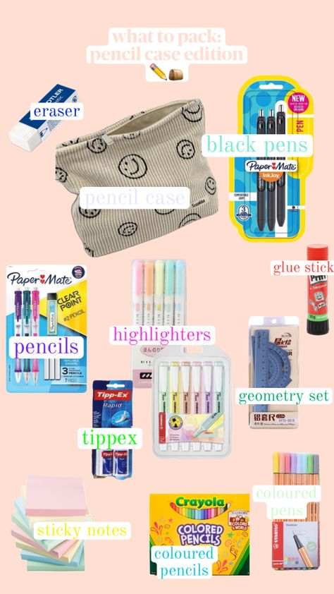 Pencil Case Essential, School Emergency Kit, School Backpack Essentials, خريطة ذهنية, School Routine For Teens, Preppy School Supplies, Pretty School Supplies, School Preparation, School Bag Essentials