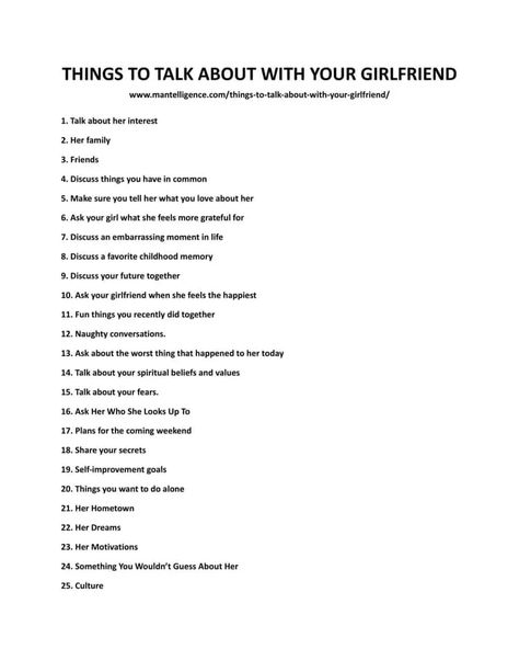 Downloadable and printable list of things to talk about with your girlfriend as jpg or pdf Things To Talk About, With Girlfriend, Happy Birthday Best Friend, Conversation Topics, Spiritual Beliefs, Embarrassing Moments, Small Talk, List Of Things, Past Relationships