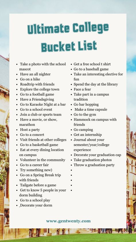 Things To Do In College Bucket Lists, College Senior Year Bucket List, Crazy Bucket List Ideas College, Things To Do Before Graduation, Sophomore Year College, Senior Year Bucket List, Summer Before College, Crazy Bucket List, College Bucket List