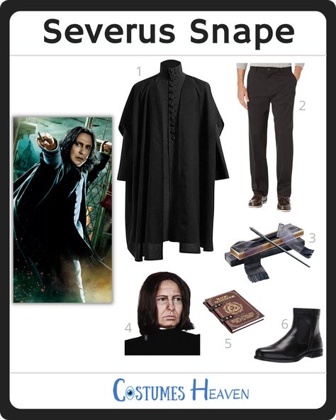 Snape Costume Diy, Harry Potter Cosplay Costumes, Severus Snape Costume, Snape Outfit, Snape Costume, Snape Cosplay, Harry Potter Halloween Costumes, Dark And Mysterious, Snape Harry Potter