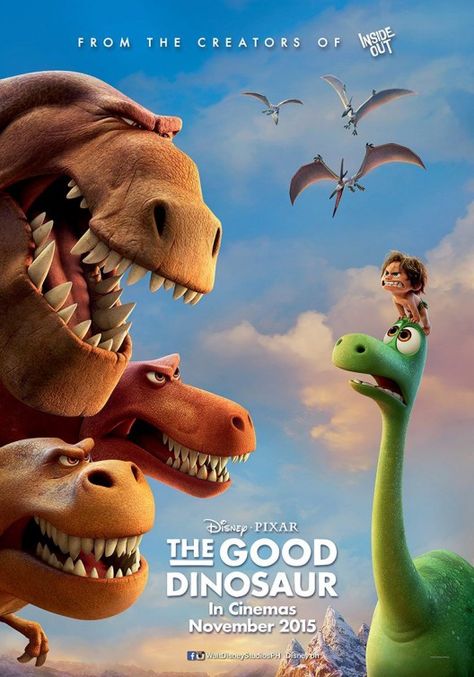 #GoodDino #Spot #Arlo Animated Movie Posters, Dinosaur Movie, Giant Dinosaur, Good Dinosaur, Disney Movie Posters, Dinosaur Posters, Pixar Films, Mickey Rourke, Bon Film