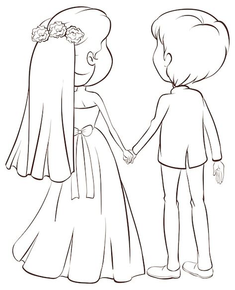 Wedding | Free Vector #Freepik #freevector #couple-drawing #clip-art #wedding-couple #gown Wedding Couple Drawing, Couple Drawing, Back View, Wedding Couple, Free Vector, A Couple, A Wedding, Stock Vector, Vector Free