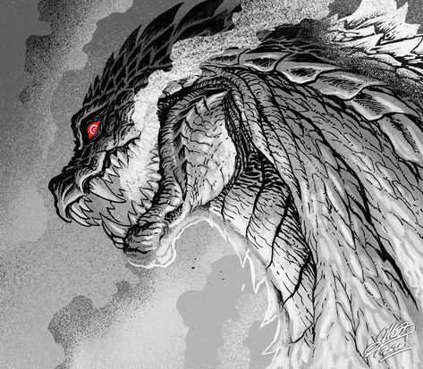 Matt Frank’s Instagram post: “I couldn't resist 🖤 the new Anime Godzilla looks pretty dope! And his nickname is GYURAGOJI! #ゴジラ #GodzillaSingularPoint #ゴジラSP…” Godzilla Tattoo, Kaiju Design, Godzilla Comics, 2560x1440 Wallpaper, Godzilla Wallpaper, All Godzilla Monsters, Kaiju Art, Kaiju Monsters, Giant Monsters