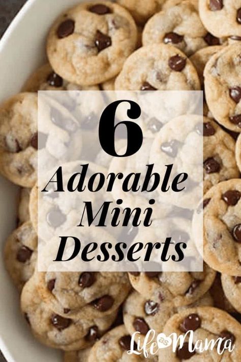 6 Adorable Mini Desserts Snack Size Desserts, Bitesize Desserts Easy, Easy Finger Foods Desserts, Easy Finger Food Desserts Sweets, Desert Bites Easy, Mini Baked Desserts, Mini Snack Ideas, Tiny Cookies Recipe, Tiny Baking Recipes