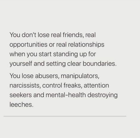 You don't lose real friends, opportunities or relationship when you start standing up for yourself ♥️ You know who the real ones are. Who stay by your side when you're down. : ExNoContact Toxic People, Real Friends, Toxic Friendships Quotes, Quotes About Real Friends, Toxic Quotes, Toxic People Quotes, Vie Motivation, Self Quotes, People Quotes