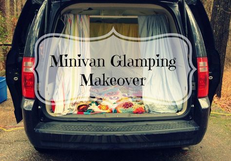 Mini glamping in a minivan | Jeanetta Darley Auto Camping, Camping In A Minivan, Camping In Minivan, Car Glamping, Mini Van Camping, Van Glamping, Minivan Conversion, Minivan Camper, Minivan Camper Conversion