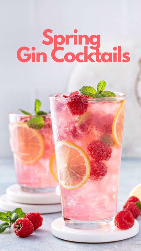 Spring Gin Cocktails Spring Mixed Drinks, Easter Cocktails Drinks, Spring Drinks Cocktails, Gin Mixed Drinks, Spring Drink Recipes, Easy Spring Cocktails, Spring Drinks, Gin And Lemonade, Gin Drink Recipes