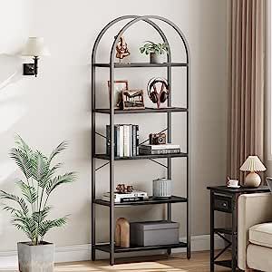 Standing Bookshelves, Arched Bookshelf, Arched Bookcase, Narrow Bookshelf, Standing Bookshelf, Open Display Shelf, Black Bookcase, Bookcase Display, Standing Shelf