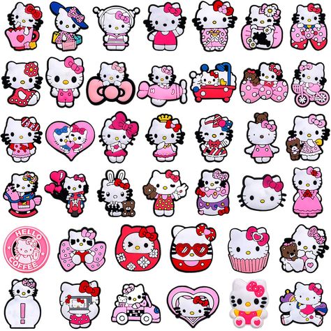 PRICES MAY VARY. 🐱 Add some cuteness to your Shoes with 25-Pcs Cute Kitty Shoe Charms! 💖 Adorable accessories for Croc Kids. 🎀 Pink kawaii charms for wristband decoration. 🎉 Perfect for party favors and gifts for Cute Kitty fans. Make your Shoes even more adorable with this set of 40 Cute Kitty shoe charms. Designed for Crock Kids, these cute pink kawaii charms are perfect for decorating wristbands or adding a touch of charm to any outfit. Whether you're throwing a Cute Kitty-themed party or Kawaii, Hello Kitty Braces, Kawaii Charms, Pink Crocs, Hello Kitty Shoes, Kitty Accessories, Hello Kitty Themes, Pink Kawaii, Hello Kitty Accessories