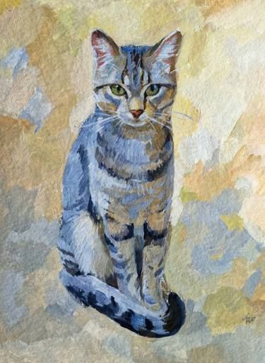 Elena Tronina Artworks | Saatchi Art Painting Of Cat, Tabby Cat Painting, Cat Portrait Painting, Cute Cat Illustration, Sitting Cat, Painting Cat, Cat Art Illustration, Cat Artwork, Cat Portrait
