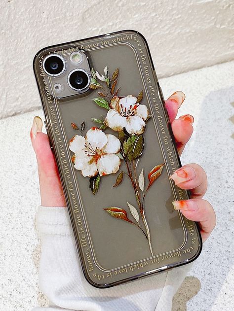 Multicolor  Collar  TPU Floral Phone Cases Embellished   Phone/Pad Accessories Cute Phone Cases Aesthetic, Phone Cases Aesthetic, Apple Fashion, Artsy Phone Cases, Iphone Case Collection, Casing Iphone, Stylish Iphone Cases, Pretty Iphone Cases, Pretty Phone Cases