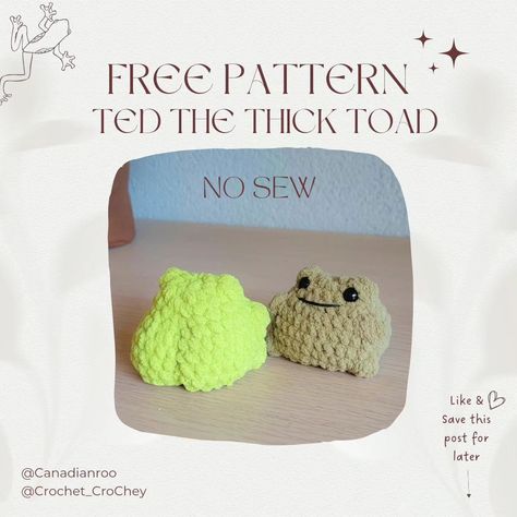 Crochet • Instagram Amigurumi Patterns, Crocheted Animals, Easy Crochet Animals, Quick Crochet Patterns, Crochet Frog, Crocheted Items, Crochet Gratis, Crochet Animals Free Patterns, Crochet Design Pattern