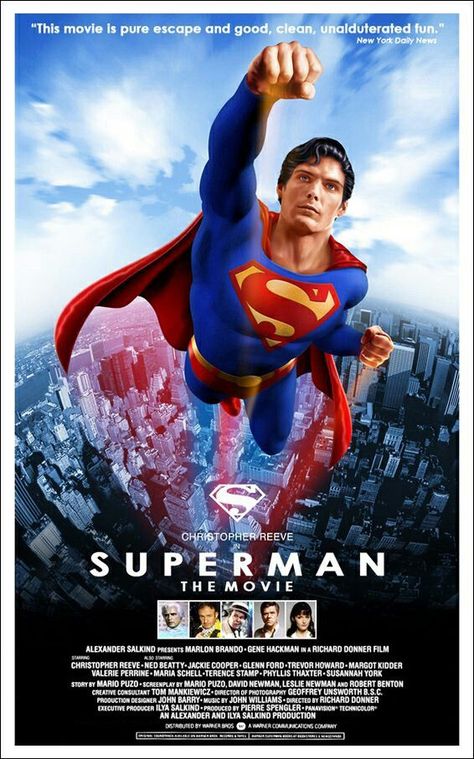 Superman - The Movie Superman 1978, Superman The Movie, Christopher Reeve Superman, Superman Movies, Superman Art, Bon Film, Christopher Reeve, Pahlawan Super, Cinema Posters