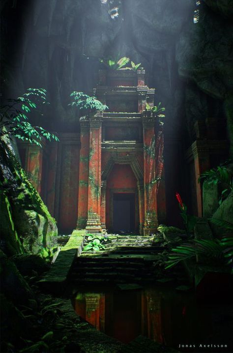 Lost Temple, Jungle Temple, Temple Ruins, Substance Designer, 다크 판타지, Concept Art Drawing, Fantasy Places, Fantasy Setting, Environment Concept