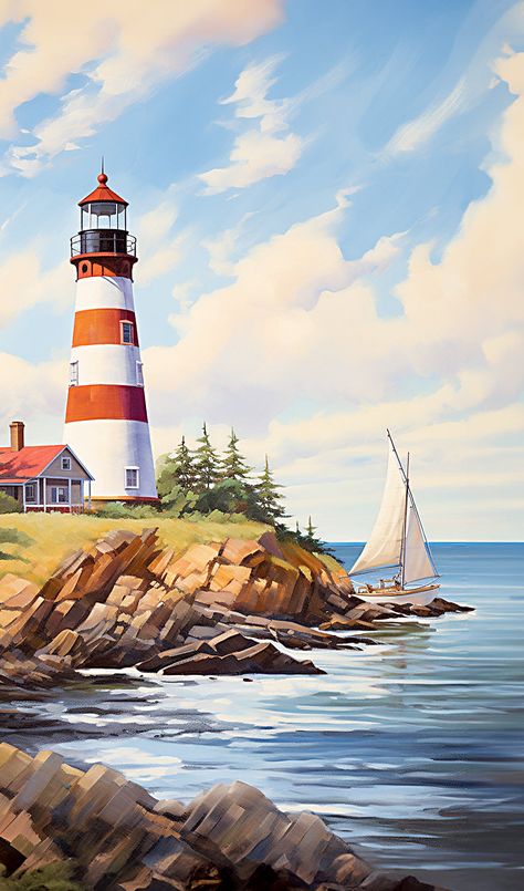 Laminated card with rounded corners. Size: 2.5” x 4.25” Lighthouse. L36 Lighthouse Reference, Light House Painting, Watercolor Lighthouse, Lighthouse Drawing, Lighthouse Photography, Famous Lighthouses, Maritime Painting, Beach Scene Painting, Window Mural