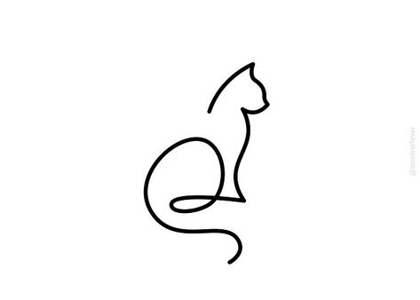 One Line Cat One Line Animals, Continuous Line Tattoo, Line Drawing Tattoos, Animal Line Drawings, One Line Tattoo, Line Doodles, Single Line Drawing, Doodle Tattoo, Sweet Cat
