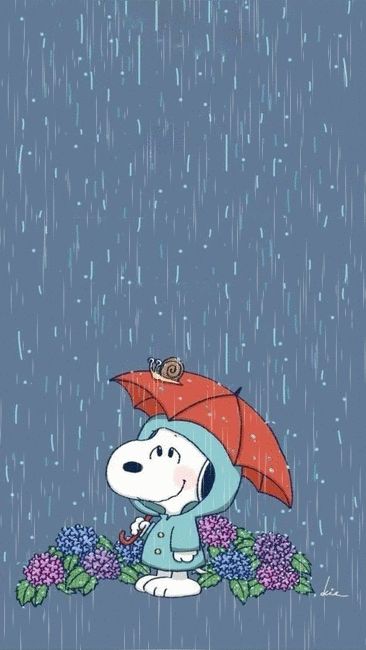 Snoopy loves rain! Do you love rain? Raining Again Humor, Snoopy In The Rain, Happy Wallpapers For Iphone, Rain Caption, Snoopy Rain, Snoopy Drops, Snoopy Wallpapers, Linus Peanuts, Snoopy Videos