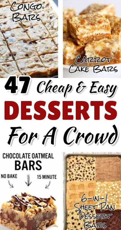 Large Batch Desserts, Cheap Easy Desserts, No Bake Ideas, Desserts For A Crowd Easy, Dessert Recipes For A Crowd, Easy Desserts For A Crowd, Quick And Easy Desserts, Easy Bars, Cheap Desserts