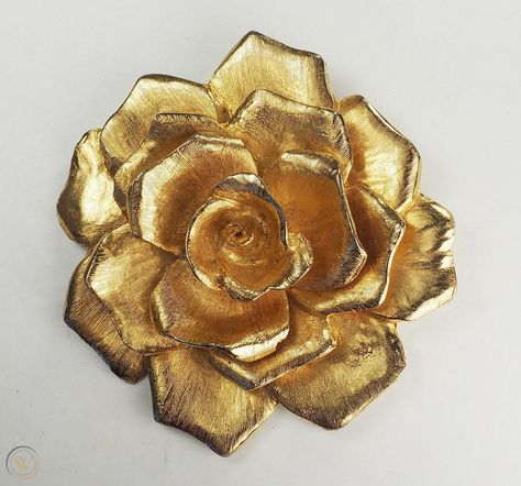 Huge vintage gold tone rose flower pendant pin brooch by Cadoro | #1841231644 Black And Gold Aesthetic, Pastel Iphone Wallpaper, Decent Wallpapers, Beautiful Flower Drawings, Gold Aesthetic, Gold Designs, Pin Pendant, Gold Necklace Designs, Rose Flowers