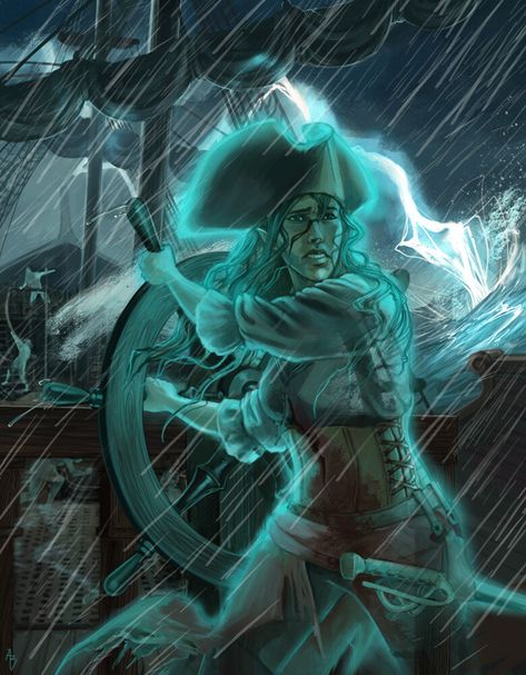 Pirate, dnd, swashbuckler, ghost, ttrpg, character art, "The Ship Stays With Her Captain" Pirate Female, Ghost Pirate, Pirate Captain, Sea Of Thieves, Pirate Art, Ghost Ship, Fantasy Sci Fi, D D Characters, The Ship