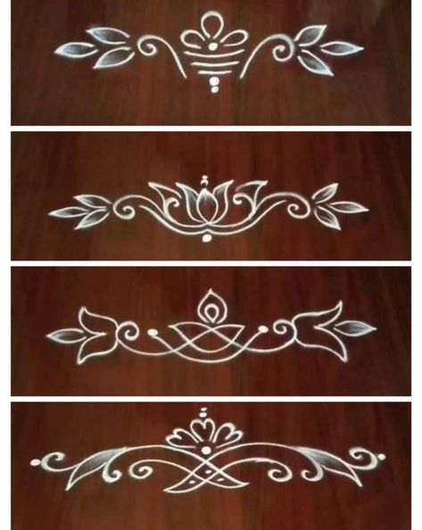 Maavu Kolam Designs, Borders Rangoli Design, Easy Alpana Designs, Gadapa Muggu Designs Simple, Border Design Rangoli, Small Free Hand Rangoli, Kolam Border, Simple Kolam Designs, Simple Rangoli With Dots