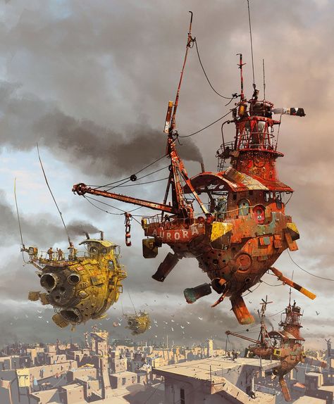 Ian Mcque, Steampunk Airship, Arte Steampunk, Arte Robot, The Pirates, Steampunk Art, Main Game, Norman Rockwell, 판타지 아트