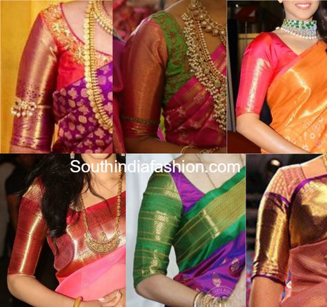 Big Border Blouse Patterns For Your Kanjeevarams Blouse Designs With Border, Latest Blouse Patterns, Sarees Blouse Designs, Silk Saree Blouse Designs Patterns, Indian Saris, Pattu Saree Blouse Designs, Traditional Blouse Designs, Wedding Saree Blouse Designs, Everyday Clothing