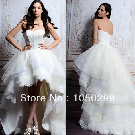 2014 Sweetheart Neckline Low Back Puffy Tiered Lace Organza Designer Bridal Dress Corset High Low Wedding Gowns Wedding Dresses Nyc, Wedding Dresses Under 500, Princess Style Wedding Dresses, Wedding Dresses High Low, Petite Wedding Dress, Elegant Bridal Gown, Summer Dresses For Wedding Guest, 2015 Wedding Dresses, Sweetheart Wedding Dress