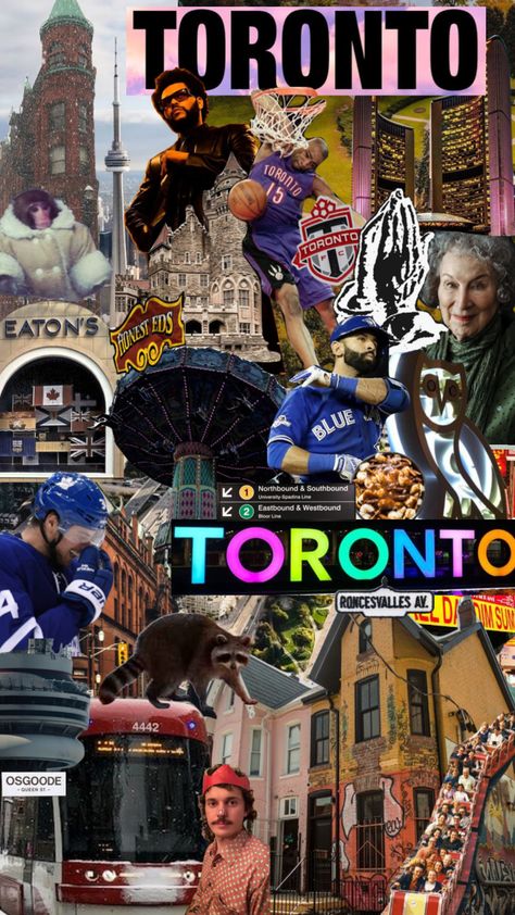 #moodboard #collage #toronto #canada #travel #mapleleafs #raptors #bluejays #poutine #aesthetic #love Toronto Raptors Aesthetic, Toronto Aesthetic Wallpaper, Canada Wallpaper Aesthetic, Canada Aesthetic Wallpaper, Canada Moodboard, Toronto Raptors Wallpaper, Toronto Canada Aesthetic, Raptors Wallpaper, Toronto Poster