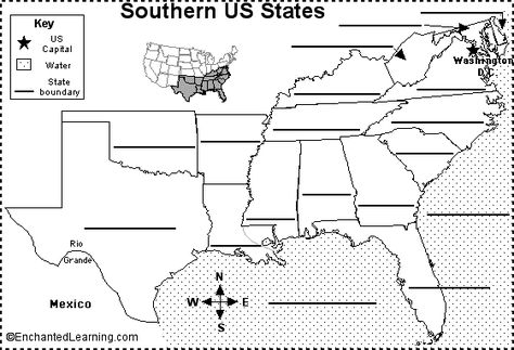 southern states print | Southern US States Printout: Label Me! Southeast Region Map, Us Map Printable, History Homeschool, 8th Grade History, Map Quiz, Us State Map, Southeast Region, States And Capitals, Map Worksheets