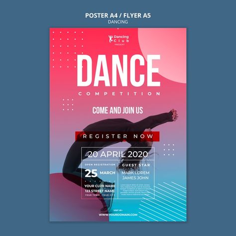 Colorful dance poster template | Free Psd #Freepik #freepsd #poster #music #party #template Dance Posters Ideas, Dance Class Poster, Dance Poster Ideas, Dance Event Poster, Class Poster Design, Dance Poster Design, Recital Poster, Event Poster Design Inspiration, Poster Dance