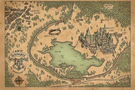 Map Of Hogwarts Grounds, Hogwarts Grounds Map, Hogwarts Forbidden Forest, Hogsmeade Village Map, Hogsmeade Map, Map Of Hogwarts, The Forbidden Forest, Poster Harry Potter, Fanfiction Recommendations