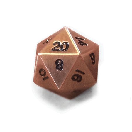 Legendary Copper D20 Dice - Metal Single 20 Sided Dice Gaming, 20 Sided Dice, D20 Dice, Polyhedral Dice, Dungeons And Dragons, Copper