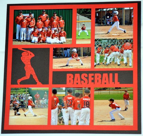 Baseball Layouts, Baseball Project, Baseball Scrapbook, Scrapbooking Sports, Scrapbook Overlay, Scrapbook Design Layout, Christmas Scrapbook Pages, Beautiful Scrapbook Layouts, Baby Layouts