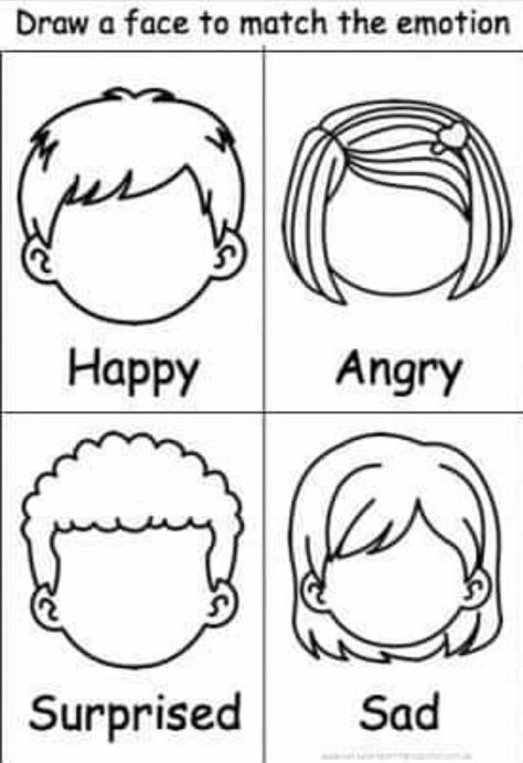 Feelings Preschool, Teaching Emotions, Emotions Preschool, Draw A Face, Feelings Activities, Emotions Activities, English Activities For Kids, English Worksheets For Kids, Homeschool Kindergarten