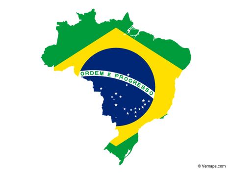 Flag Map of Brazil | Free Vector Maps Map Of Brazil, Afghanistan Flag, Brazil Map, Brazil Country, Pusheen Cute, Car Silhouette, Brazil Flag, County Map, Flag Wall