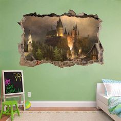 Hogwarts Harry Potter Smashed Wall Decal Wall by PrintaDream Harry Potter Wall Decals Vinyls, Harry Potter Wall Stickers, Harry Potter Wall Decals, Jungle Baby Room, Hogwarts Harry Potter, Harry Potter Hogwarts Castle, Harry Potter Art Drawings, Wall Sticker Art, Harry Potter Wall