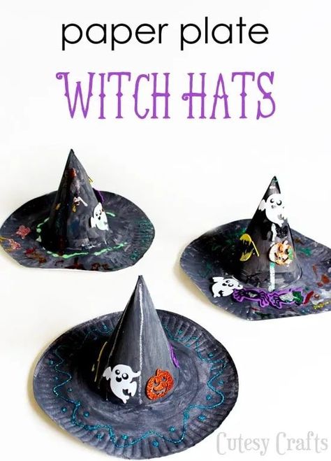 Halloween Craftsforkids, Scary Halloween Crafts, Dekorasi Halloween, Halloween Crafts Preschool, Halloween Arts And Crafts, Halloween Crafts For Toddlers, Fun Halloween Crafts, Halloween Preschool, Witch Hats