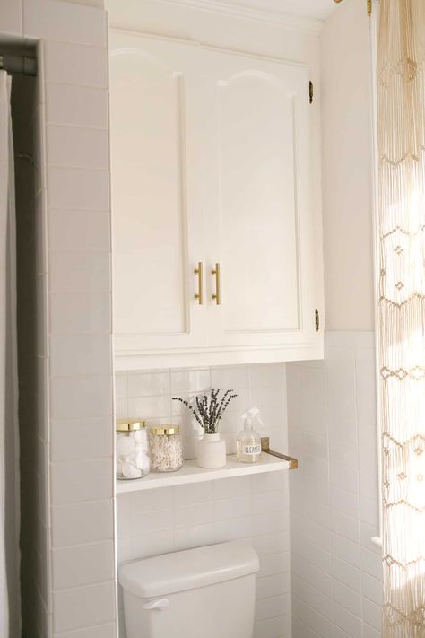 Cabinet Above Toilet, Bathroom Cabinets Over Toilet, Bathroom Storage Over Toilet, Bathroom Tour, Above Toilet, Over Toilet Storage, Shelves Over Toilet, Over The Toilet Cabinet, Diy Bathroom Storage