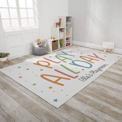 Decorate the playroom with the playroom quotes personalized playroom area rug Customize: Yes, Rug Size: Rectangle 5' x 8' | 96 x 60 x 0.5 in Rug - Personalization Mall Polka Dots Handwoven White / Brown / Green Area Rug Polyester | 96 H x 60 W x 0.5 D in | Wayfair Playroom For Girls Ideas, Kids Playroom Rug, Playroom Small Space, Kids Small Playroom Ideas, Playroom Rug Ideas, Home Playroom Ideas, Cute Playroom Ideas, Girls Playroom Ideas, Simple Playroom Ideas