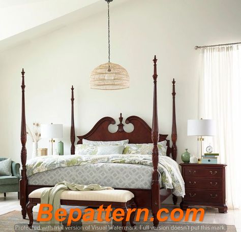 From Drab to Fab: Bedroom Refresh Ideas 2024 Cherry Four Poster Bed Bedroom Designs, Four Post Bed With Curtains, Two Poster Bed, Four Post Bed Ideas, Four Post Bedroom Ideas, Cozy Nyc Bedroom, Cozy Bed And Breakfast, 4 Poster Bedroom Ideas, Cherry Bedroom Furniture Decor Ideas