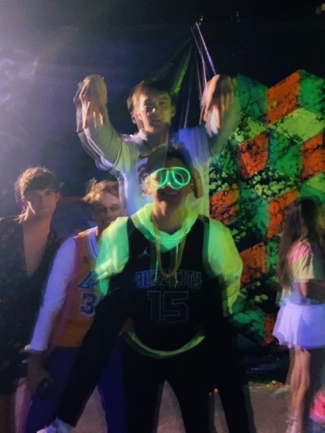 Neon College Party, Crazy Boy Aesthetic, Wild Party Aesthetic, Highschool Party Ideas, Crazy Party Aesthetic, Halloween Rager, Highschool Party Aesthetic, Highschool Bucket List, Highschool Party