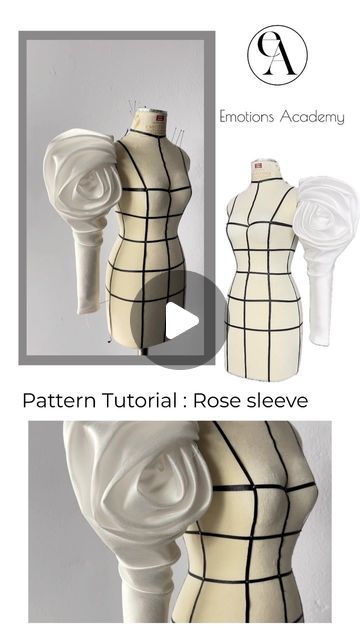 Manche, Couture, Rose Sleeve Pattern, 3d Garments, Pattern Drafting Tutorials For Beginners, Fashion Display, Pattern Drafting Tutorials, Rose Sleeve, Pattern Draping
