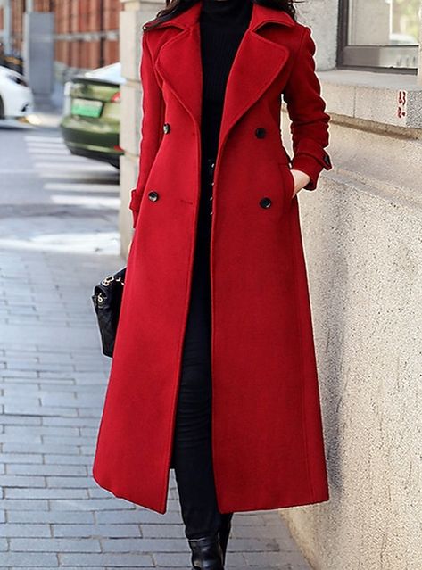 Winter Long Coat, Formal Coat, Coat Trends, Trendy Jackets, Long Winter Coats, Long Coat Women, Women's Coat, Red Coat, Jacket Long