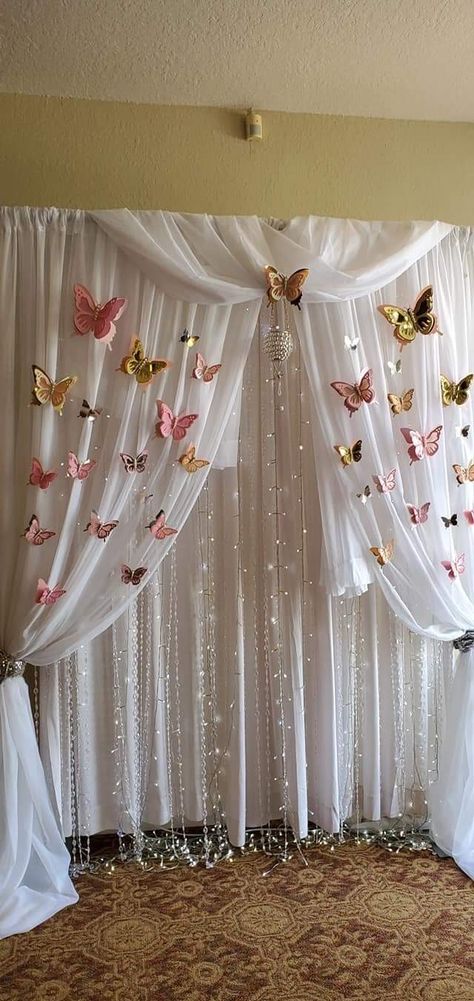 15 Party Ideas Quinceanera, Butterfly Themed Birthday Party, Butterfly Theme Party, حفل توديع العزوبية, Sweet 15 Party Ideas, Sweet 15 Party Ideas Quinceanera, Sweet 16 Party Decorations, Quince Decorations, Simple Birthday Decorations