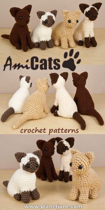 Crochet Cat Stuff, Himalayan Persian, Crochet Cat Amigurumi, Crochet Pattern Cat, Kat Haken, Crochet Cats, Cat Crochet Pattern, Chat Crochet, Crochet Mignon